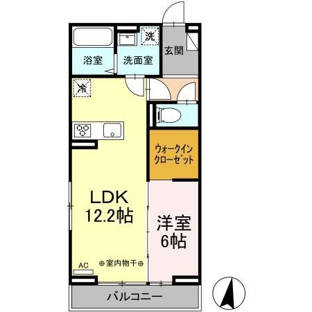 D-ROOMやはたII(1LDK/2階)の間取り写真