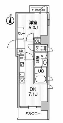 ALTERNA錦糸町 ALTERNA錦糸町(1DK/7階)の間取り写真
