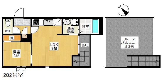 GRANDTIC CIEL AUSTRAL(1LDK/2階)の間取り写真