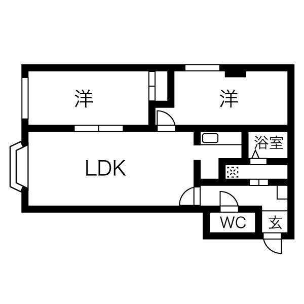 グレイスガーデン24(2LDK/2階)の間取り写真