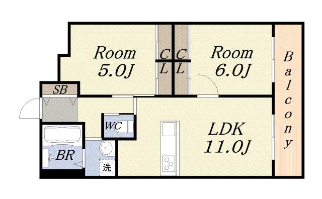 JJ COURT PREMIUM(2LDK/12階)の間取り写真