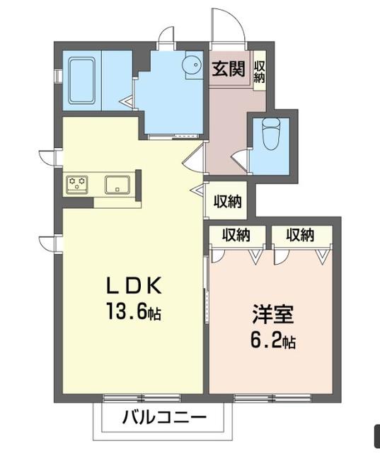 ドリームピアB(1LDK/1階)の間取り写真