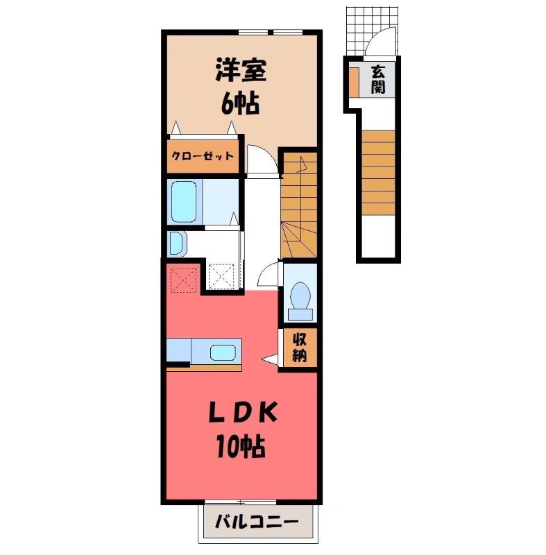 マルガリータA(1LDK/2階)の間取り写真