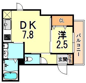 御船D-ROOM(1DK/1階)の間取り写真