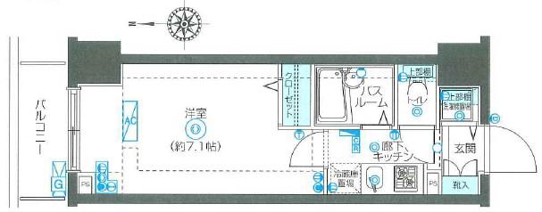 フェニックス品川小山(1K/5階)の間取り写真