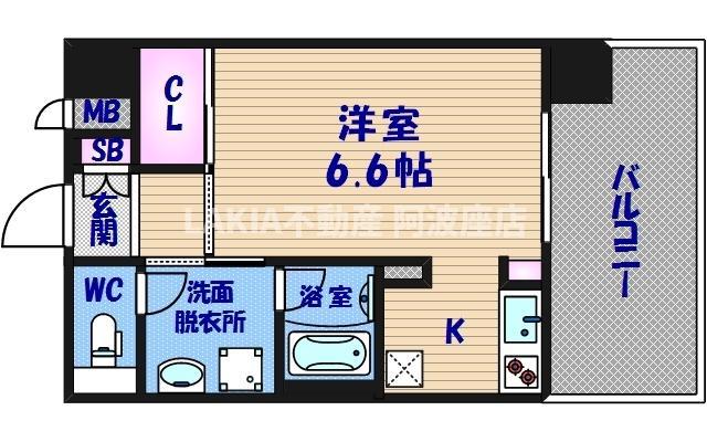 ジュネーゼ京町堀パークサイド(ワンルーム/11階)の間取り写真