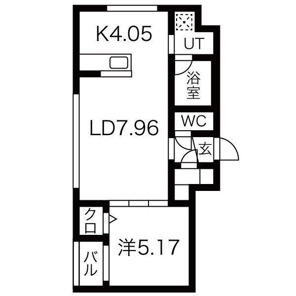 ブランキューブ612(1LDK/4階)の間取り写真