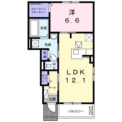 サン・フィオーレI(1LDK/1階)の間取り写真