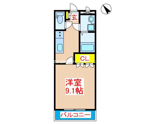 ウイングヒルズ(1K/2階)の間取り写真