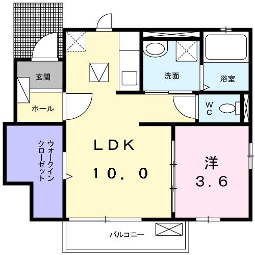 リアンII(1LDK/1階)の間取り写真