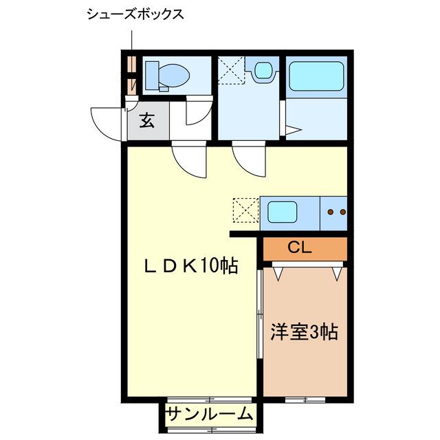 CUORE(1LDK/1階)の間取り写真