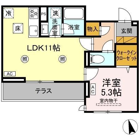 KURASHIRO(1LDK/1階)の間取り写真