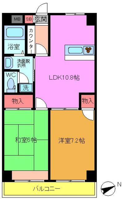 ハイブリッジソシア(2LDK/1階)の間取り写真