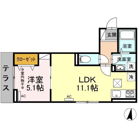 ベルジョルネ(1LDK/1階)の間取り写真