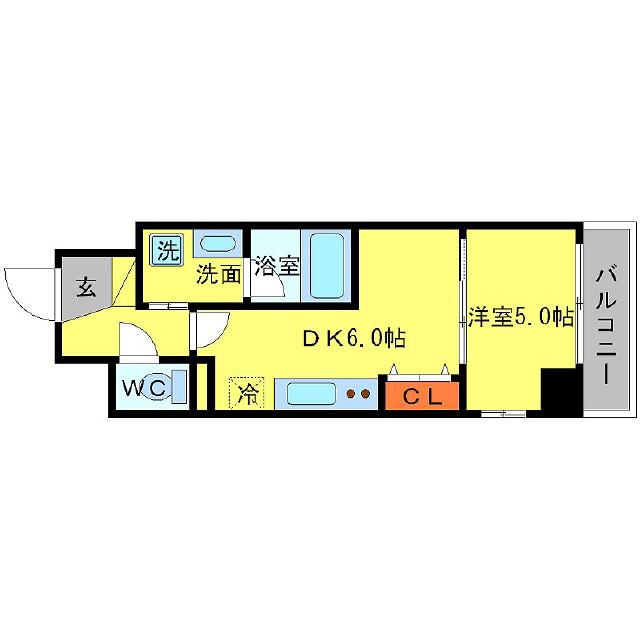 BRAVI南堀江(1DK/11階)の間取り写真