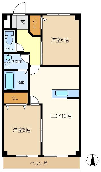 ハイツヴェルミー(2LDK/2階)の間取り写真