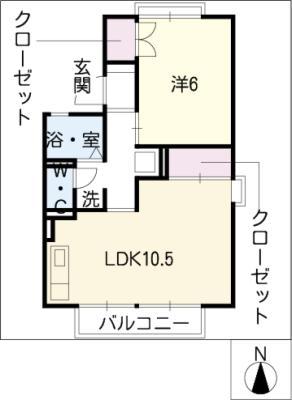 セジュール田中C棟(1LDK/1階)の間取り写真