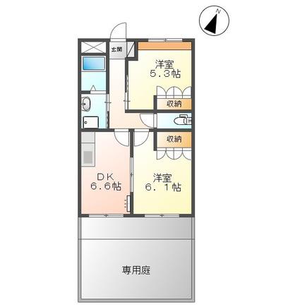 ハピネス・I(2DK/1階)の間取り写真