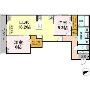 ルヴィータ広瀬(2LDK/2階)の間取り写真