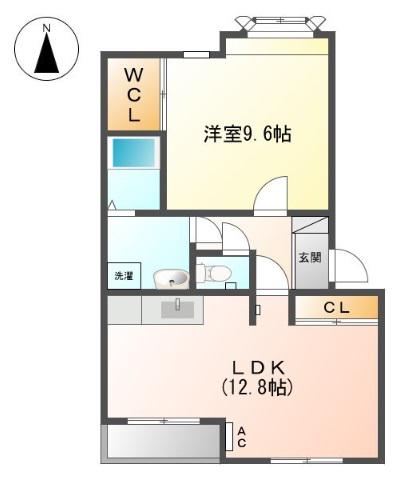 ピースフルハイム(1LDK/1階)の間取り写真