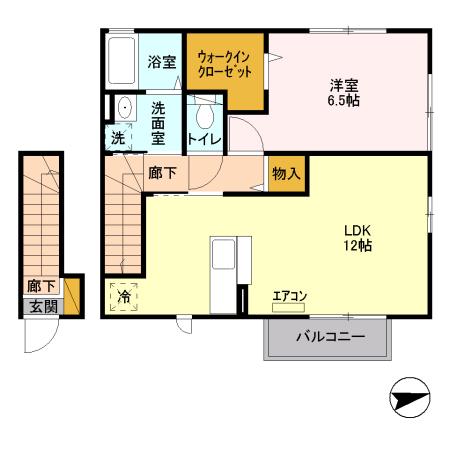 ラ・メール(1LDK/2階)の間取り写真