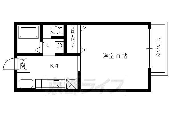 ドミール丸屋町(1K/1階)の間取り写真