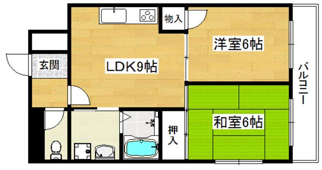 野田シャトルマンションA(2LDK/1階)の間取り写真