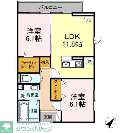カーサグラナーテ(2LDK/1階)の間取り写真