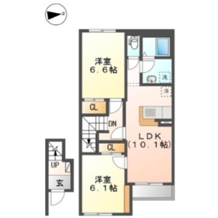 フランドール タック(2LDK/2階)の間取り写真