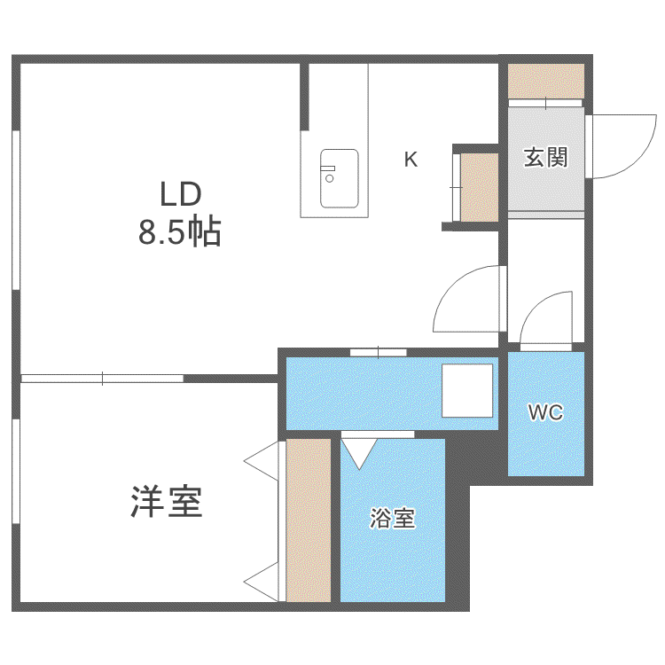 ル・ヌアージュ北円山(1LDK/2階)の間取り写真