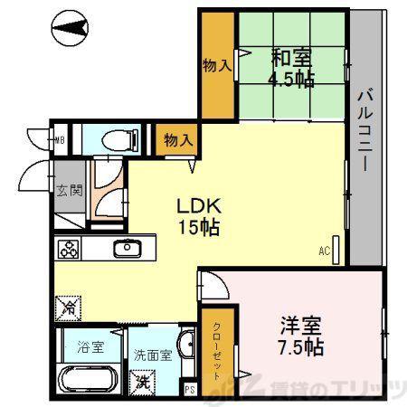 エスタシオン(2LDK/3階)の間取り写真