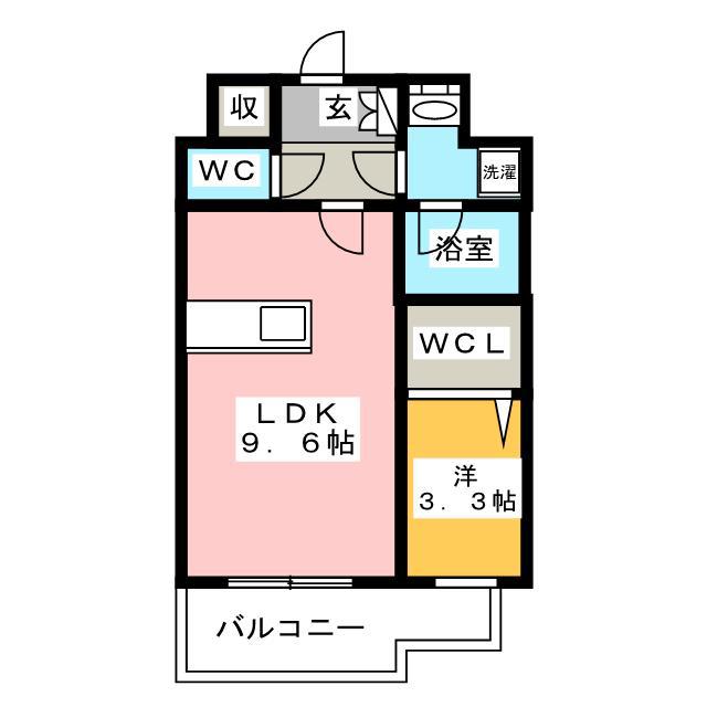 アリエッタ薬院(1LDK/2階)の間取り写真