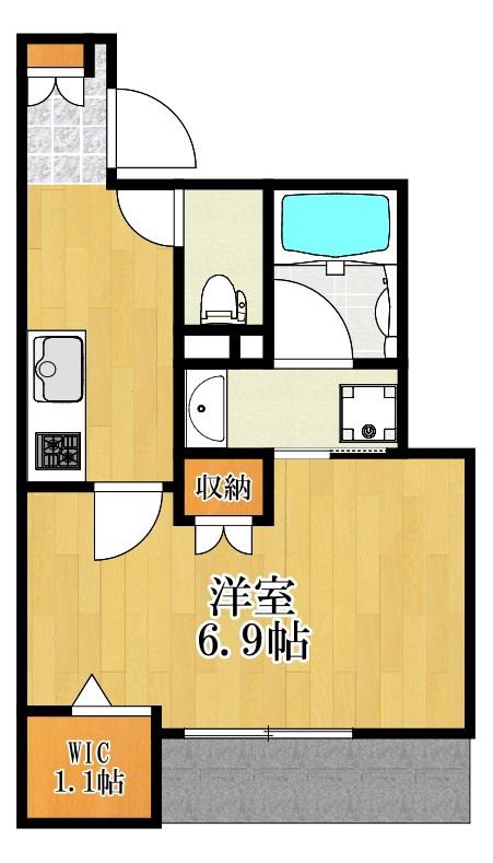 アズールワカバ(1K/1階)の間取り写真