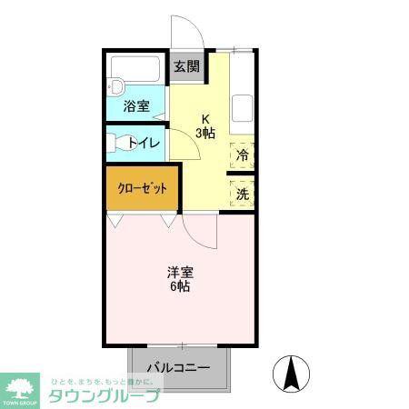 シティハイム藤(1K/2階)の間取り写真