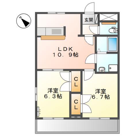 タイムスクエア(2LDK/3階)の間取り写真