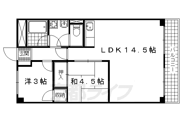 山科ハイツ(2LDK/2階)の間取り写真
