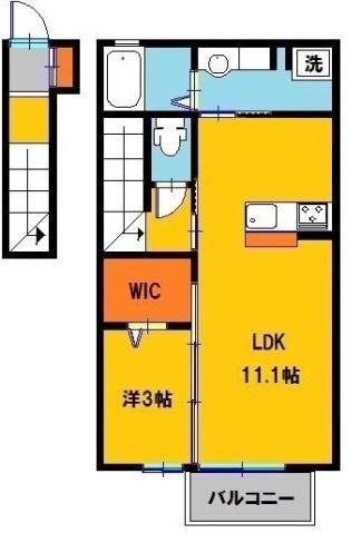 エスポワール A(1LDK/2階)の間取り写真