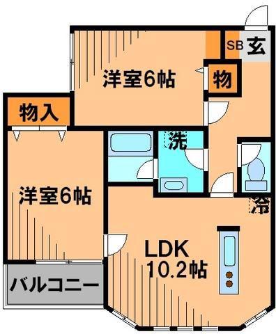 スリール(2LDK/2階)の間取り写真