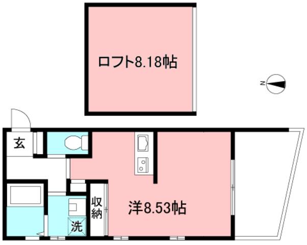アサンテサーナ(ワンルーム/1階)の間取り写真