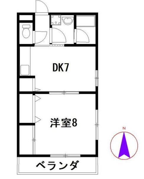 エムズコート(1DK/2階)の間取り写真