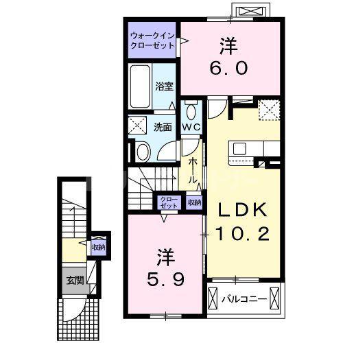 エンシーナ(2LDK/2階)の間取り写真
