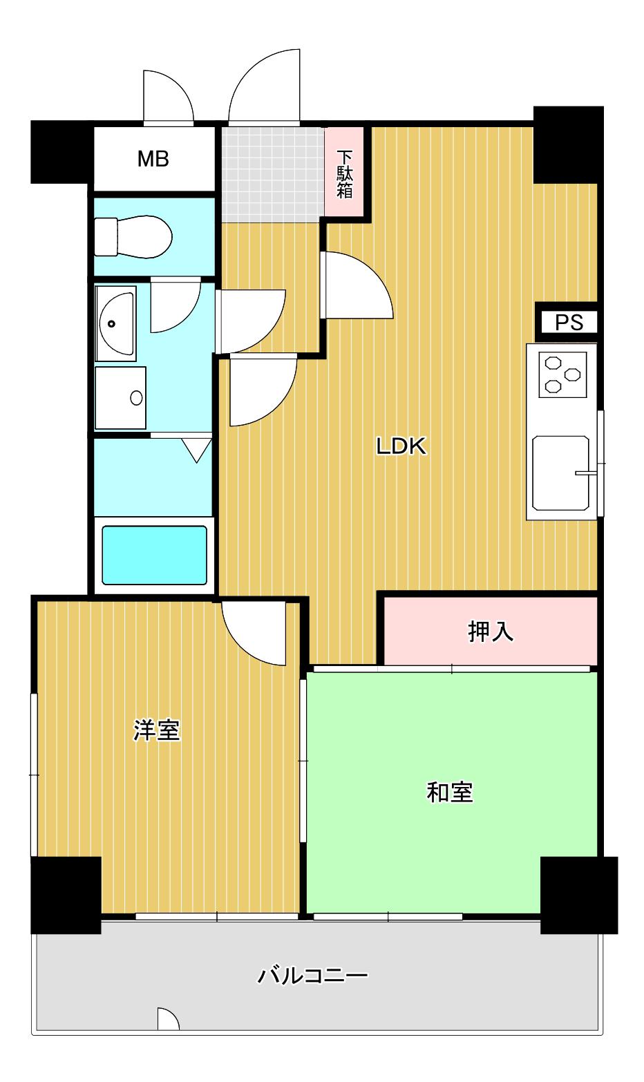 ライオンズマンション大手前第2(2LDK/5階)の間取り写真