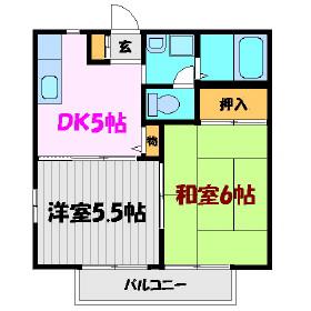 サンシャイン富久山(2DK/1階)の間取り写真
