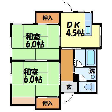 ハイツ辻(2DK/1階)の間取り写真
