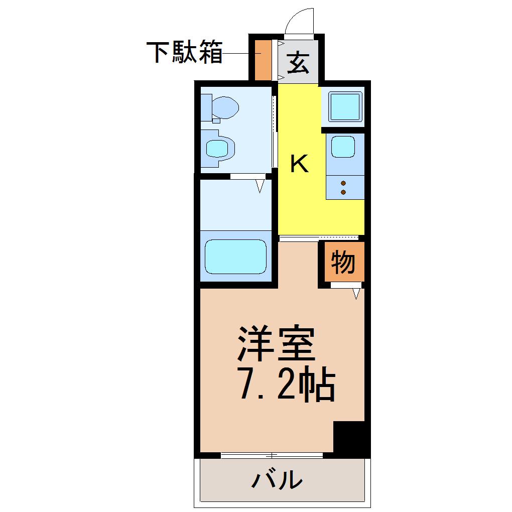 ヴァンデュール名古屋御器所(1K/11階)の間取り写真