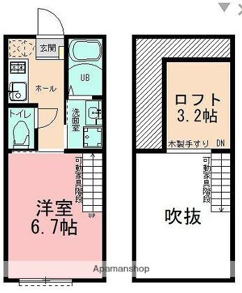 クレスタ鴨居(1K/2階)の間取り写真