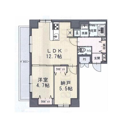 PAULOWNIA VALLEY TAKE12大口通(1SLDK/4階)の間取り写真