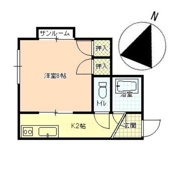 サンクチュアリII(1K/1階)の間取り写真