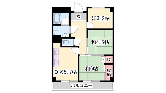 アーバンテラス中山(3DK/2階)の間取り写真
