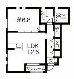 バーチュー・ドゥエリング(1LDK/1階)の間取り写真